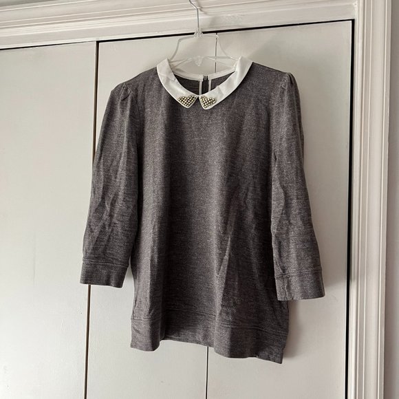 Loft Gray Top - Peter Pan Collar w/Embellishments - Medium - Picture 1 of 4